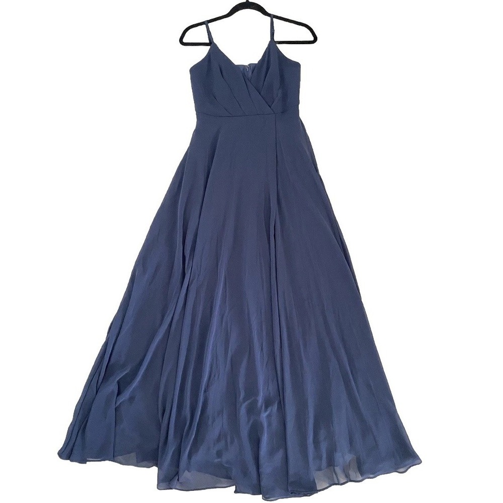 Birdy Gray Kaia Chiffon formal bridesmaid dress XS pockets Blue NWOT wedding
